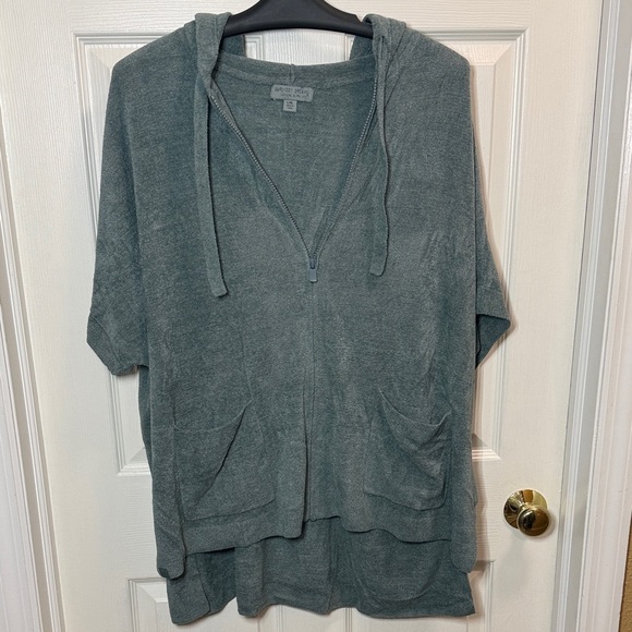 Barefoot Dreams Tops - Barefoot Dreams CozyChic Ultra Lite Knit Short Sleeve Zip Up
